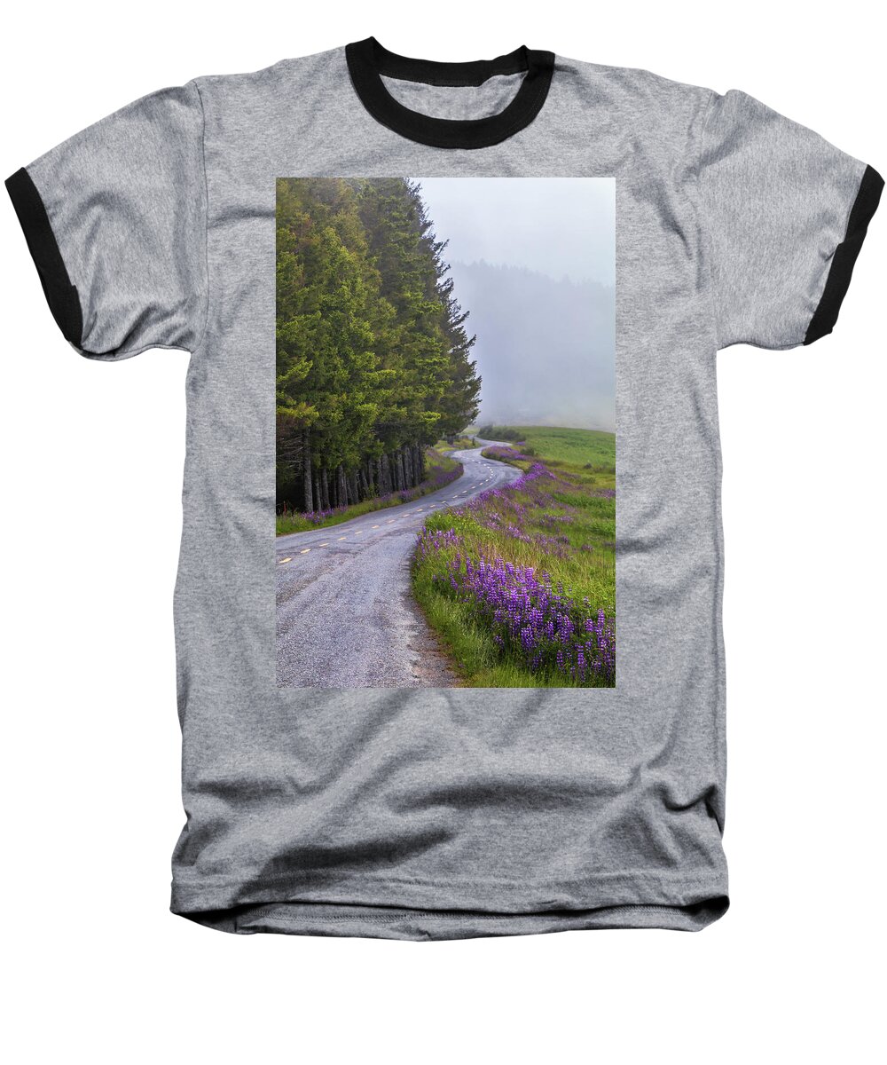 Tree Baseball T-Shirt featuring the photograph Lupine Road by Laura Roberts