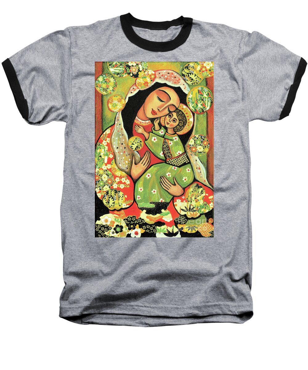 Mother And Child Baseball T-Shirt featuring the painting Madonna and Child by Eva Campbell
