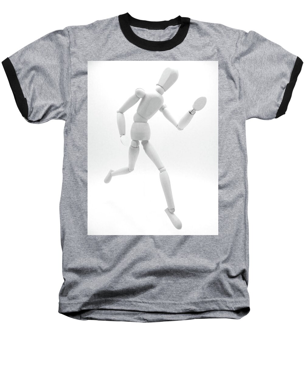 Mannequin Baseball T-Shirt featuring the photograph Mannequin in Motion BW by Julia Wilcox