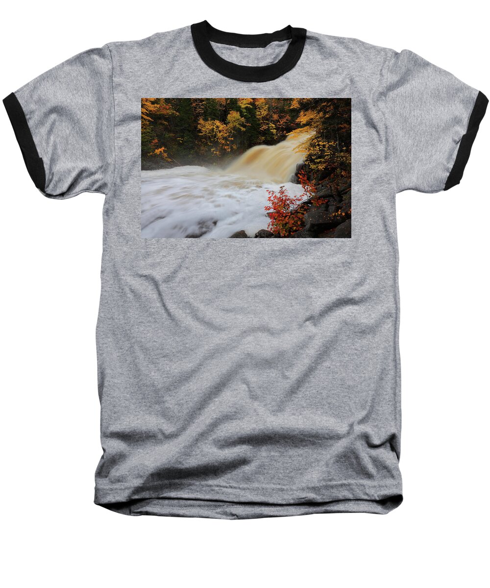 Mary Baseball T-Shirt featuring the photograph Mary Ann Falls during autumn at Cape Breton Highlands National Park by Jetson Nguyen