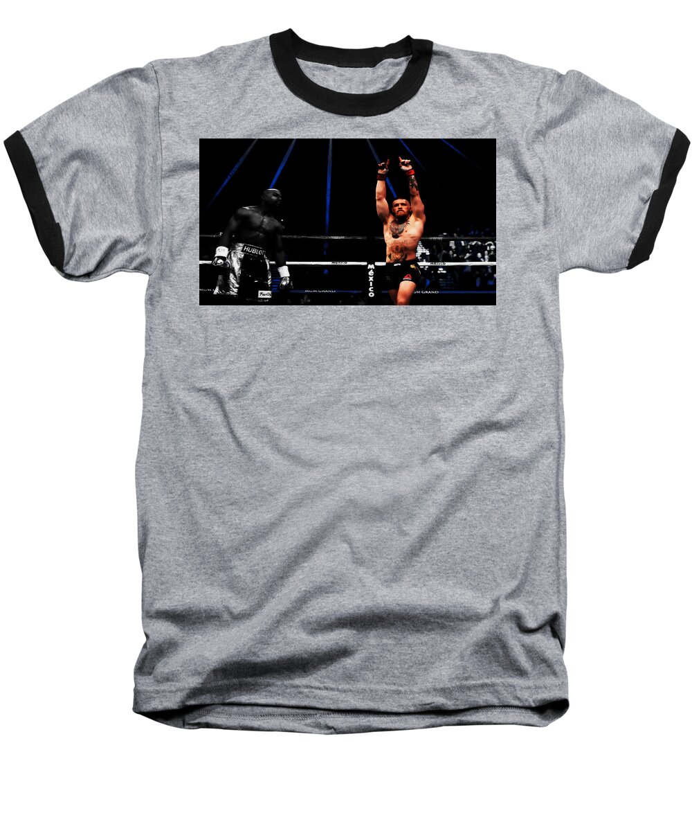 Conor Mcgregor Baseball T-Shirt featuring the mixed media Mayweather and McGregor 1a          by Brian Reaves