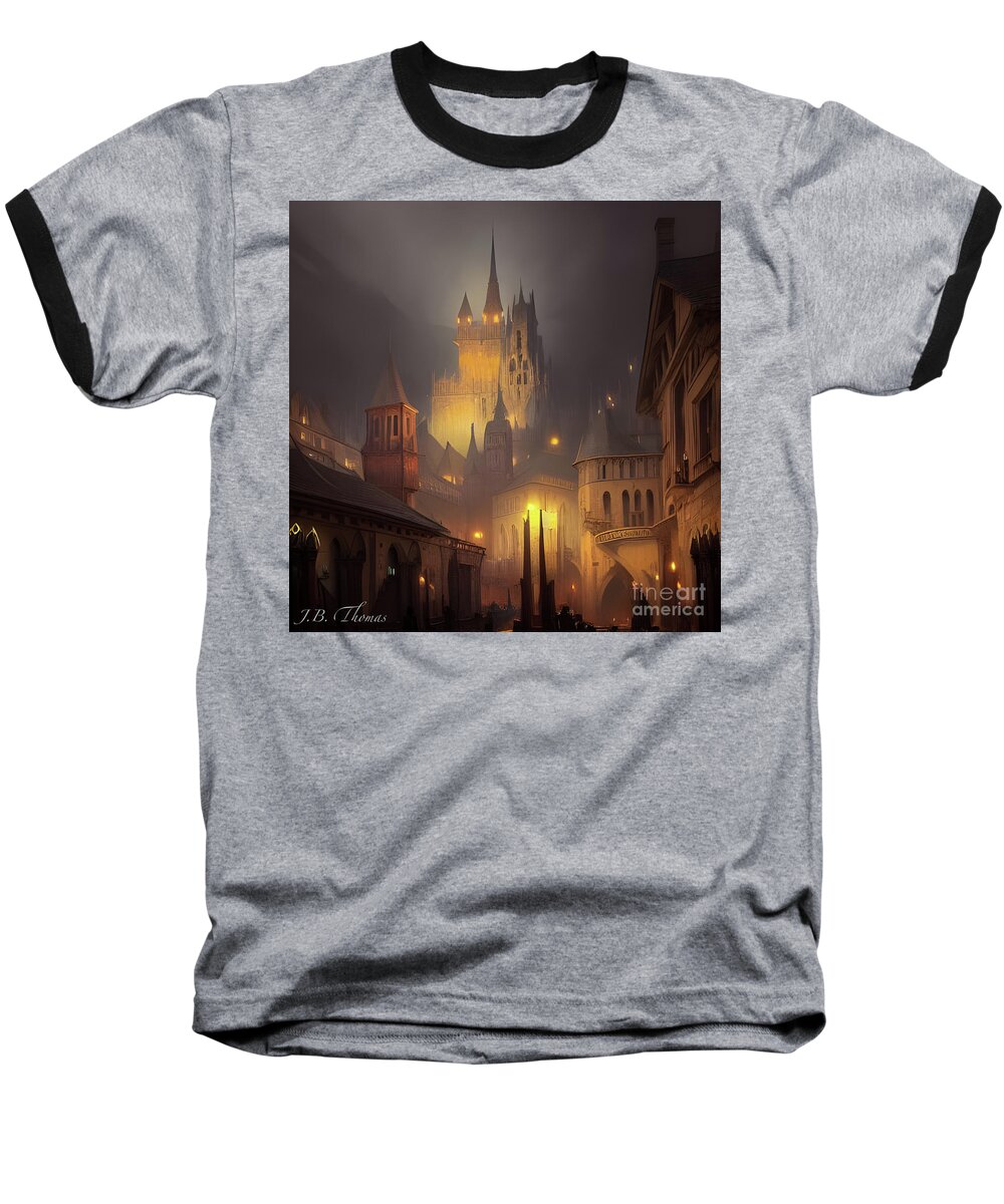 Medieval Baseball T-Shirt featuring the digital art Medieval Town 3 by JB Thomas