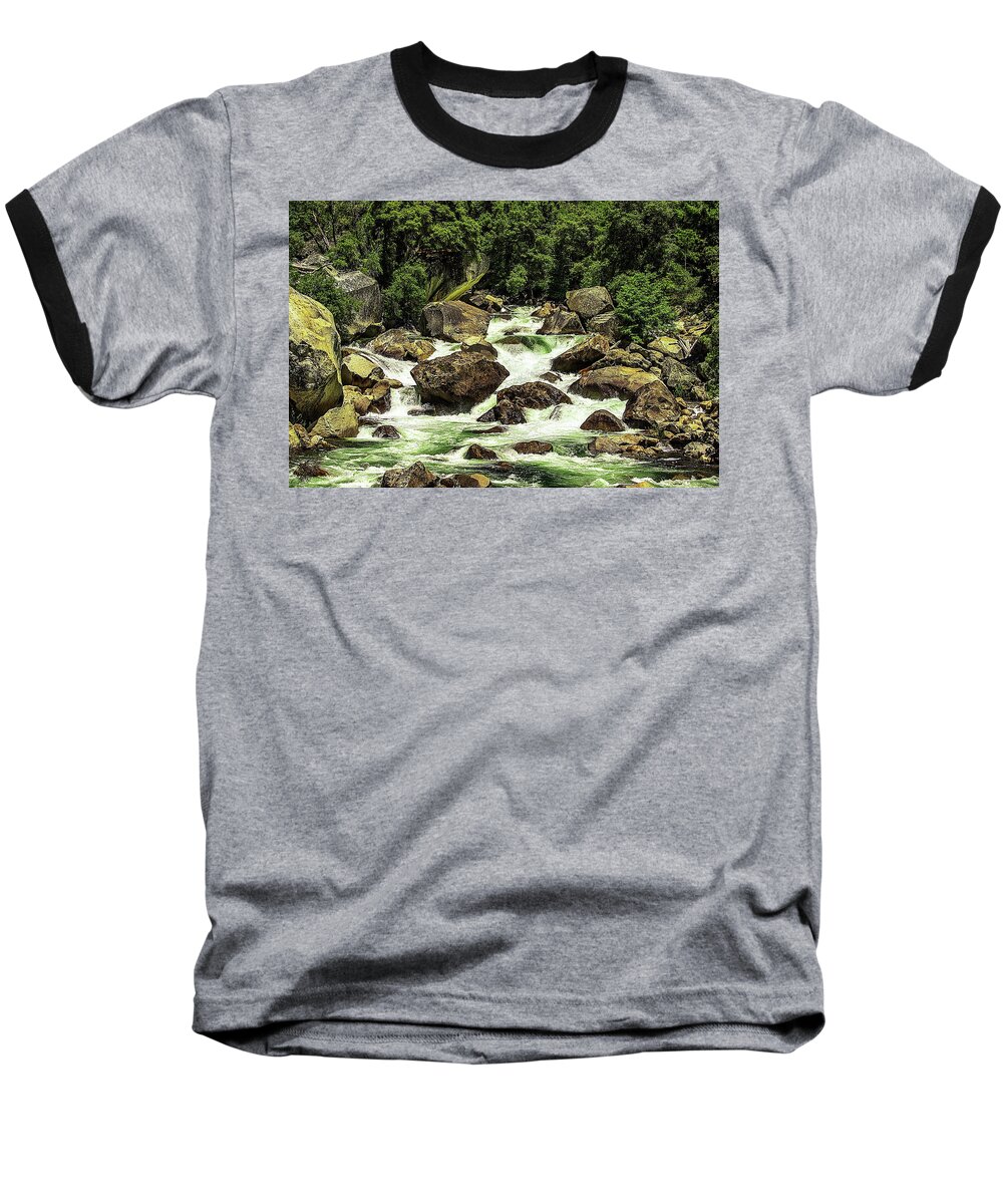 Merced River Baseball T-Shirt featuring the photograph Merced River Rapids by Bill Gallagher
