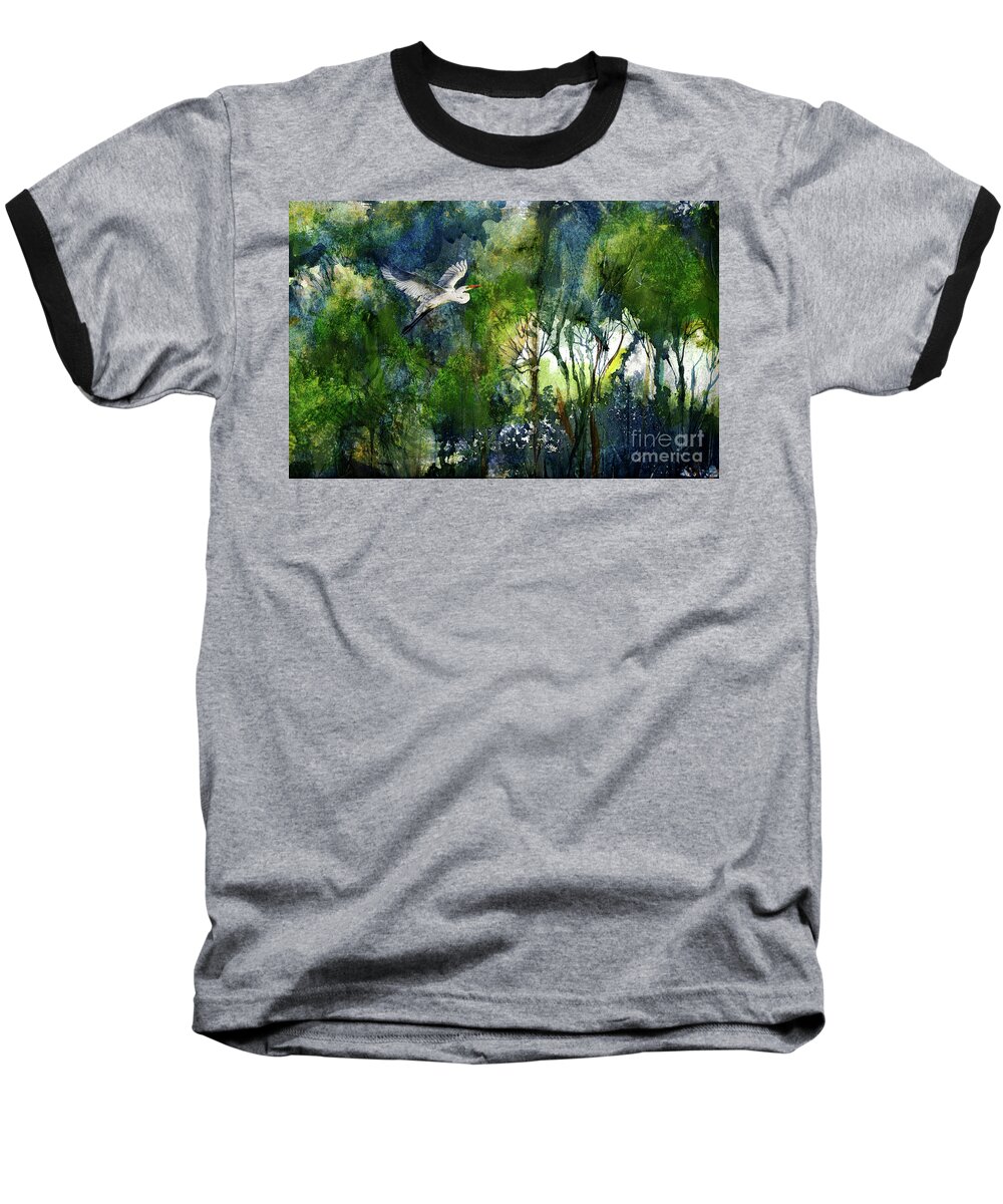 Landscape Baseball T-Shirt featuring the painting Mighty Flighty by Francelle Theriot