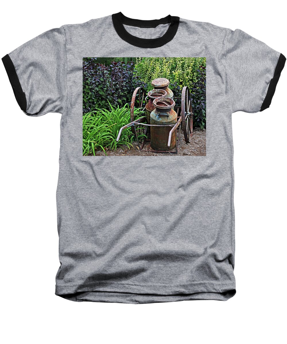 Vintage Baseball T-Shirt featuring the photograph Milk Pails by Judy Vincent