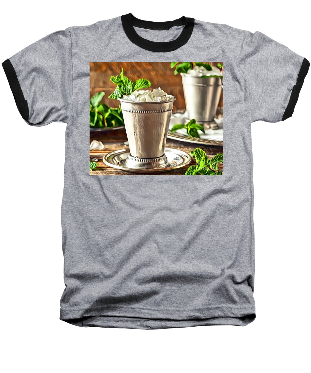 Cocktail Baseball T-Shirt featuring the digital art Mint Julep Double by CAC Graphics