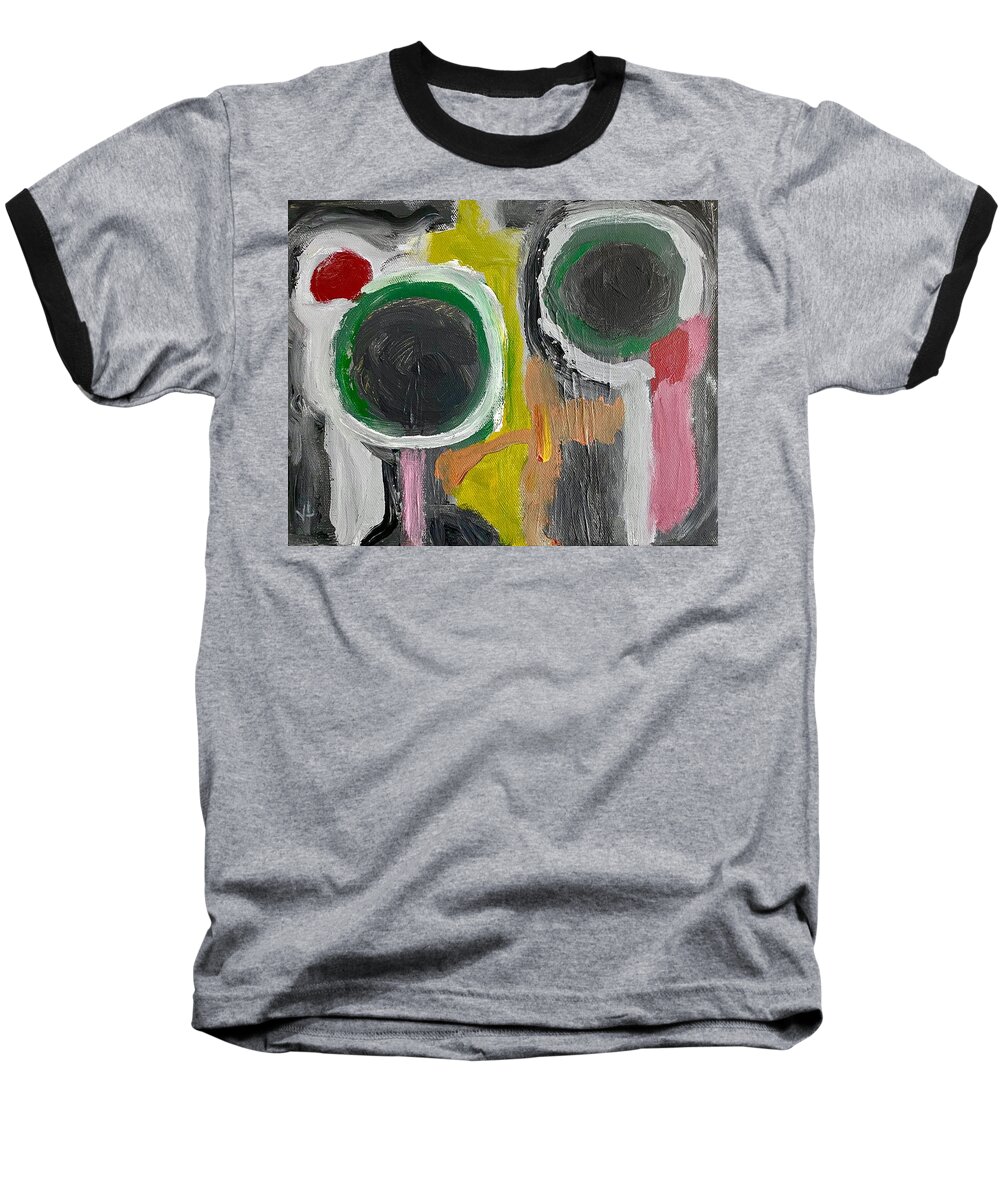 Abstract Baseball T-Shirt featuring the painting Mixed Emotions by Victoria Lakes