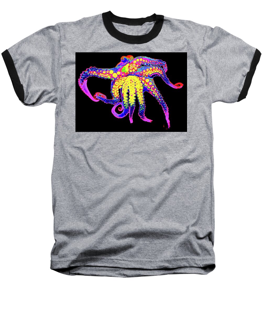 Octopus Baseball T-Shirt featuring the digital art Mollusk Madness by Larry Beat