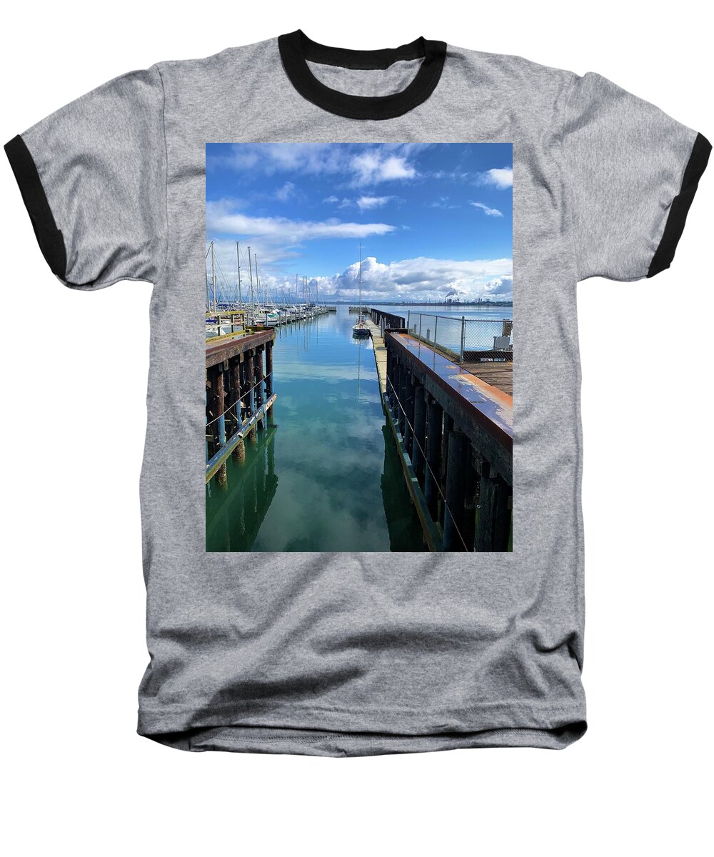 Boat Lift Baseball T-Shirt featuring the photograph Moment of calm by Tim Dussault