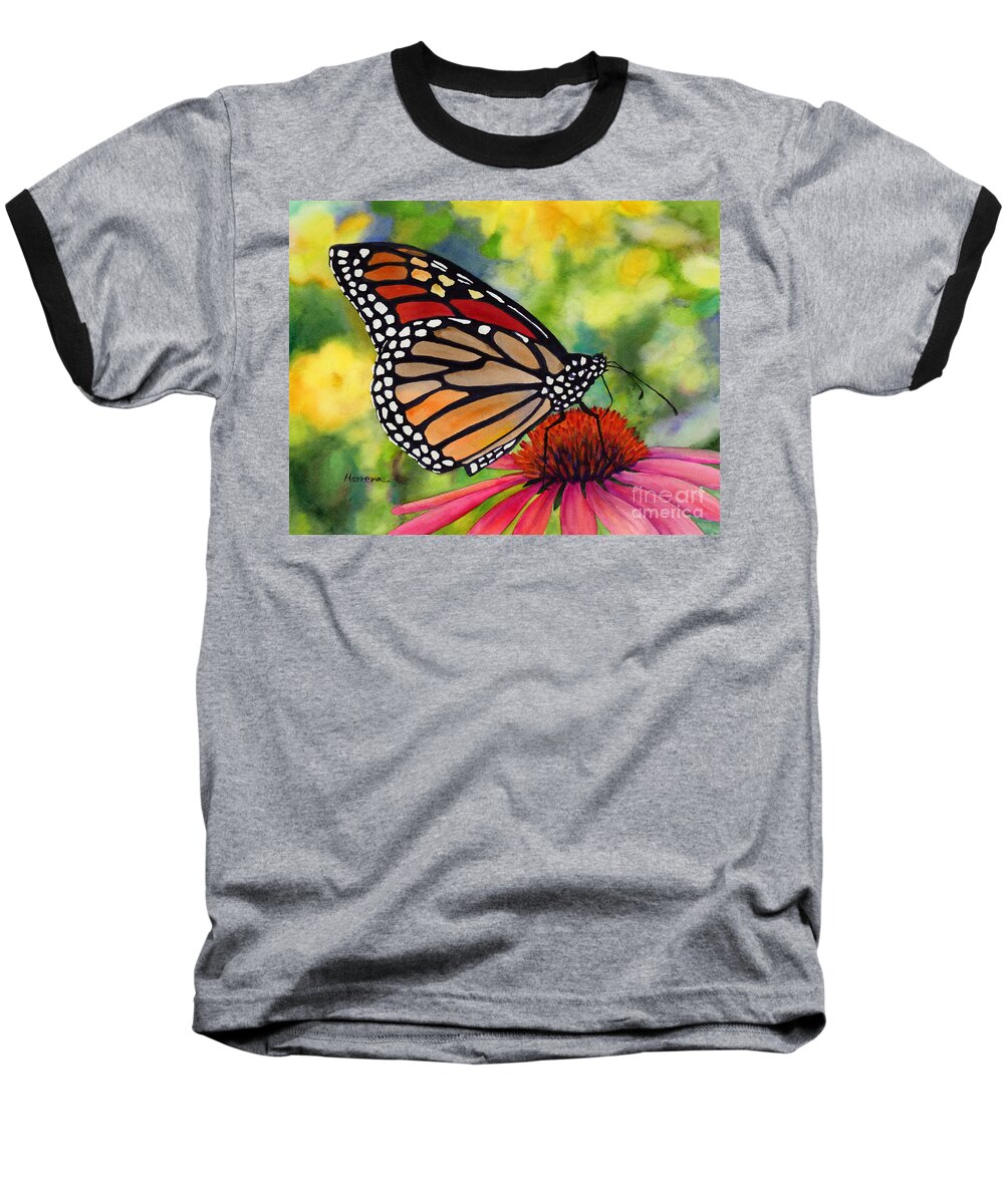 Butterfly Baseball T-Shirt featuring the painting Monarch Butterfly by Hailey E Herrera