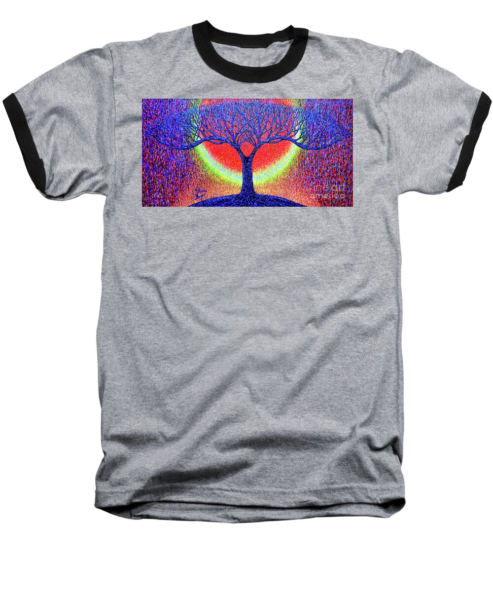 Tree Baseball T-Shirt featuring the painting moonshine-2/God-is light/ by Viktor Lazarev