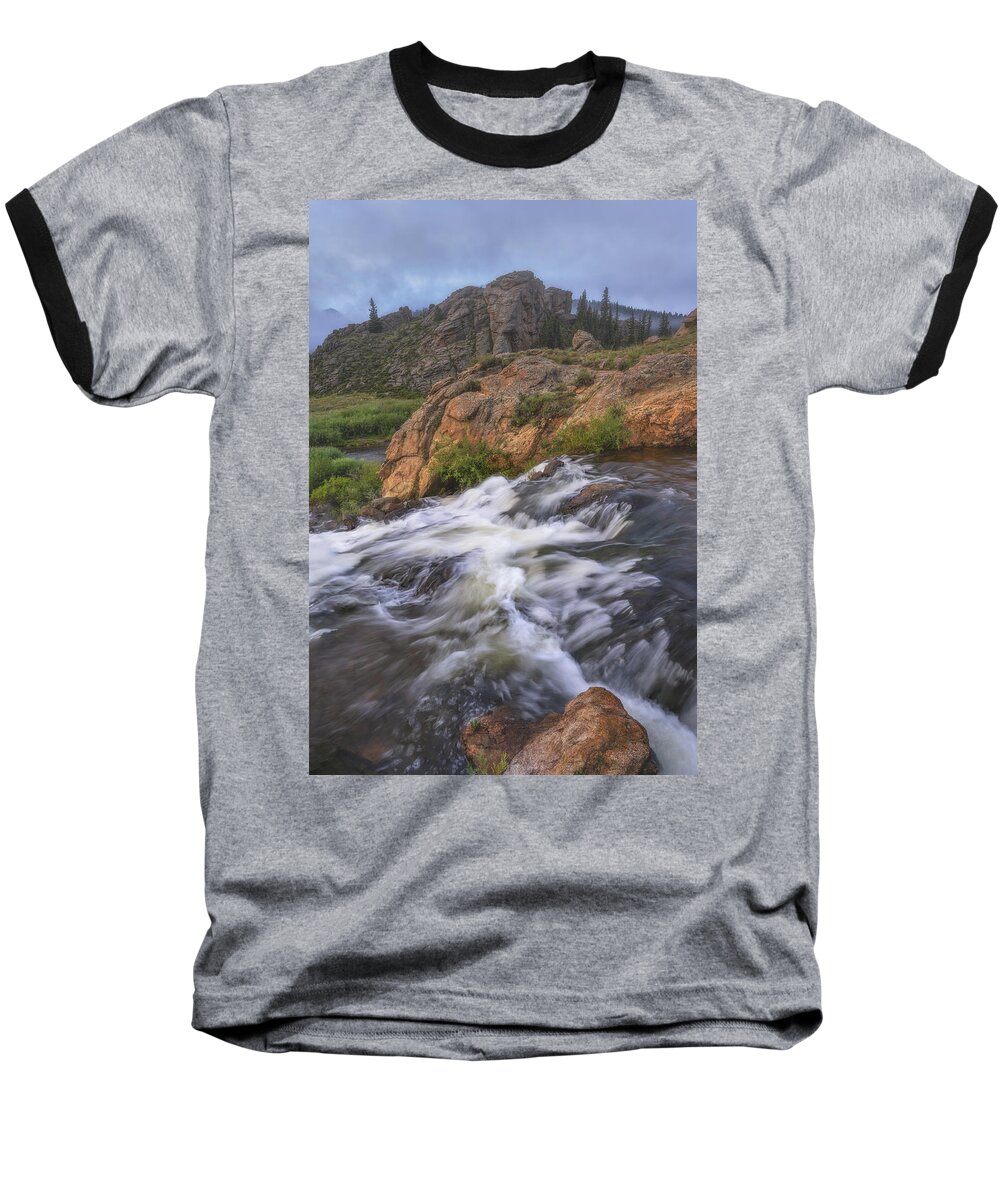 Colorado Baseball T-Shirt featuring the photograph Morning Fog at the Falls by Darren White