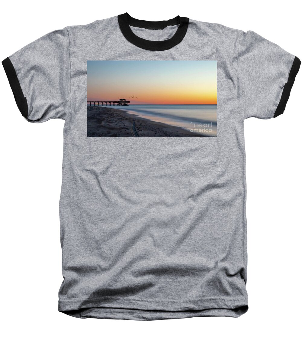 Tybee Island Baseball T-Shirt featuring the photograph Morning Walk by Laurinda Bowling
