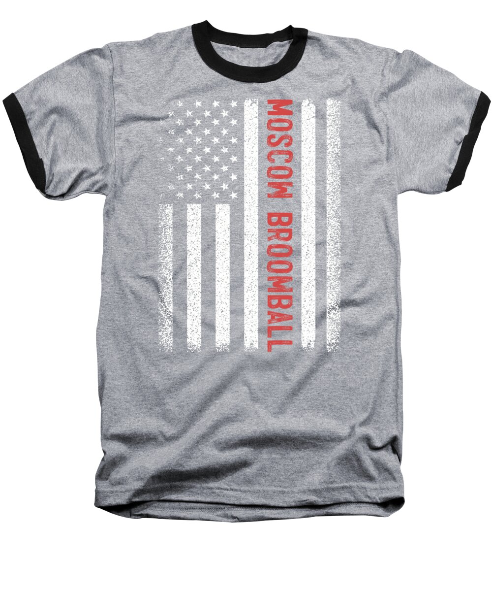 Russia Baseball T-Shirt featuring the digital art Moscow Broomball American Flag 4th of July by Lotus Leafal