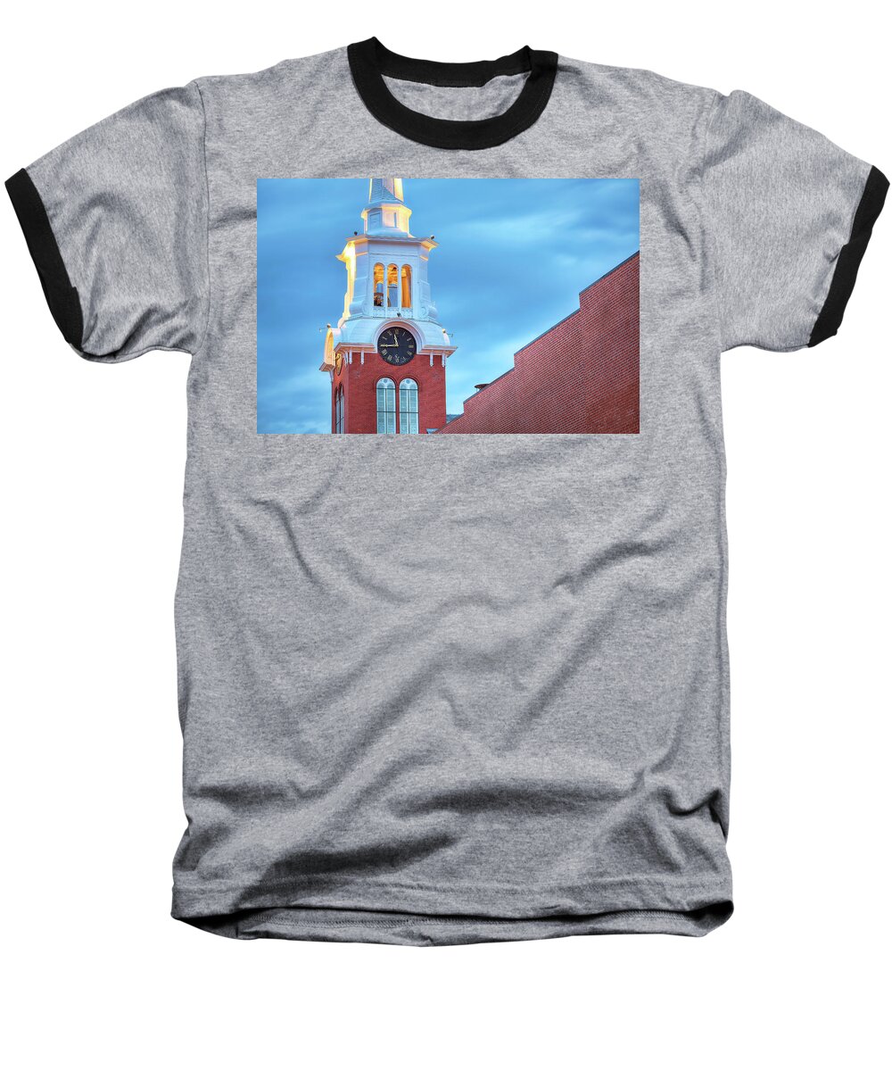 Newburyport Baseball T-Shirt featuring the photograph Newburyport Clocktower by Eric Gendron