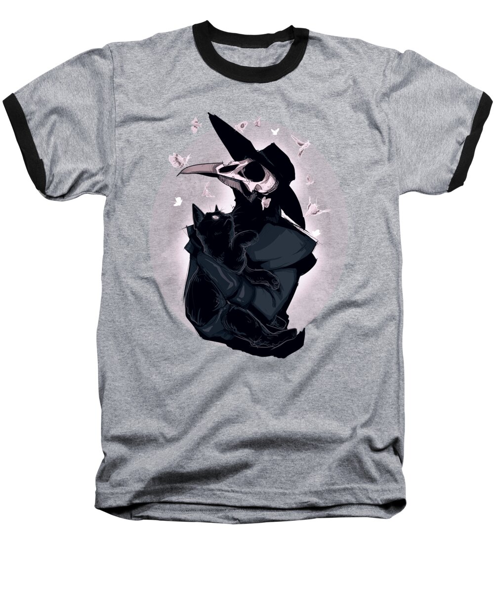 Plague Doctor Baseball T-Shirt featuring the drawing Nocturnal by Ludwig Van Bacon