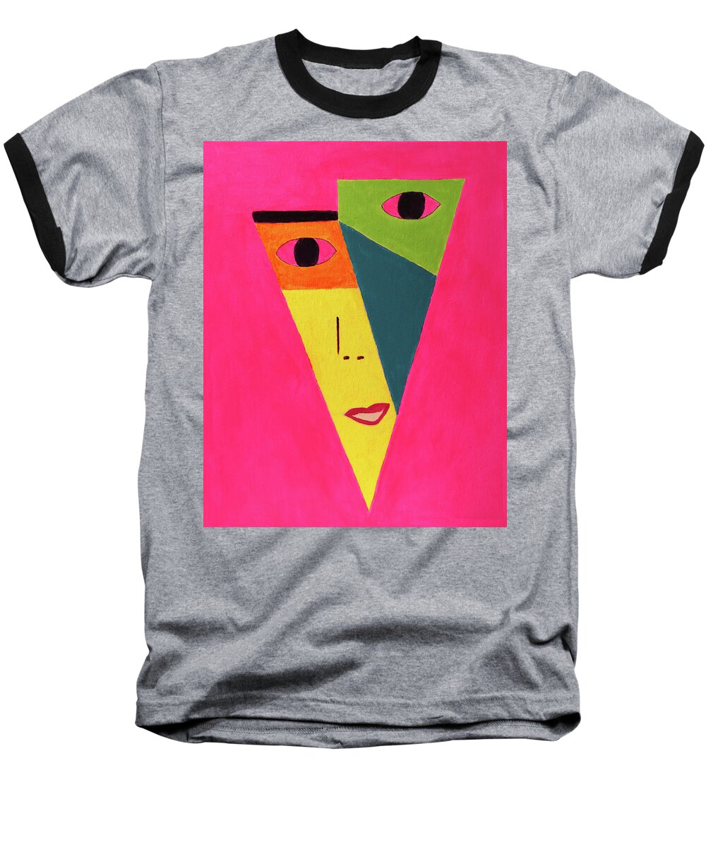 Shapes Baseball T-Shirt featuring the painting Non Binary by Deborah Boyd
