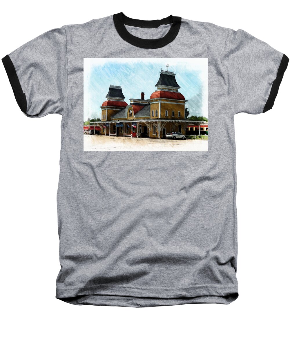 Station Baseball T-Shirt featuring the photograph North Conway, Train Station, Nh by Marcia Lee Jones