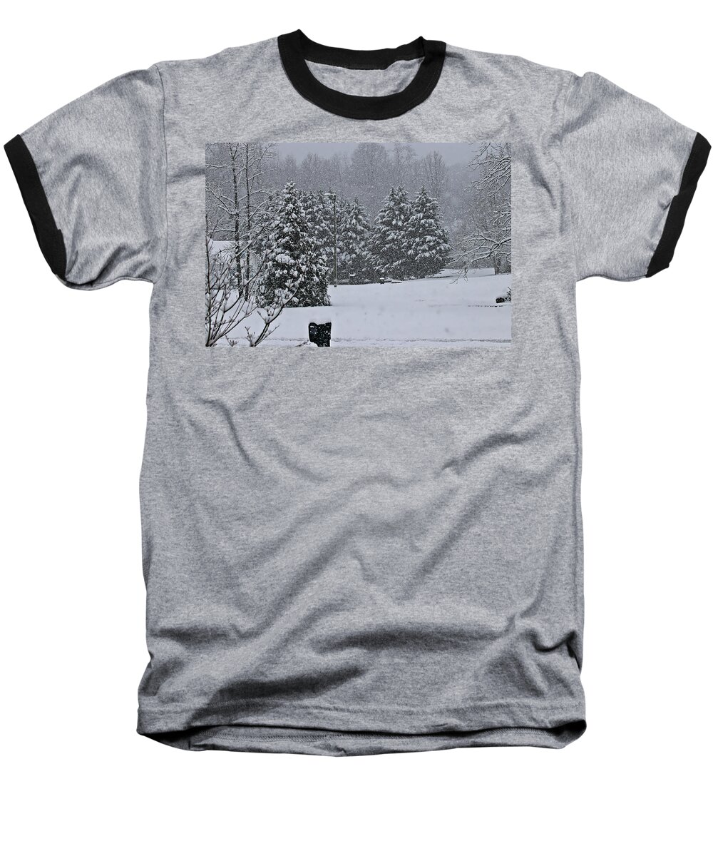 Snow Baseball T-Shirt featuring the photograph North Georgia Snow 1148 by Jerry Battle