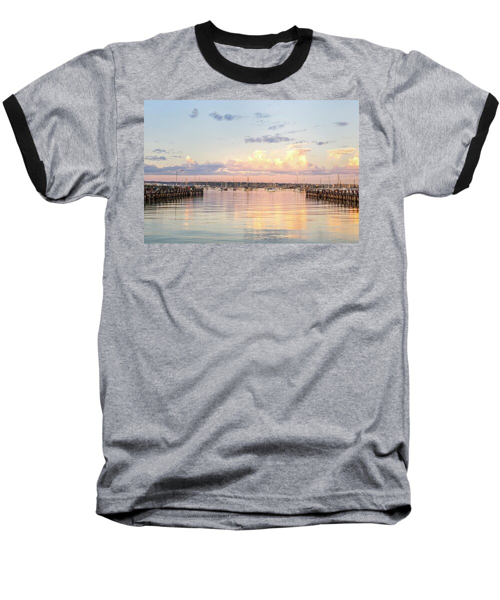 Sunrise Baseball T-Shirt featuring the photograph November Morning At San Diego Harbor by Joseph S Giacalone