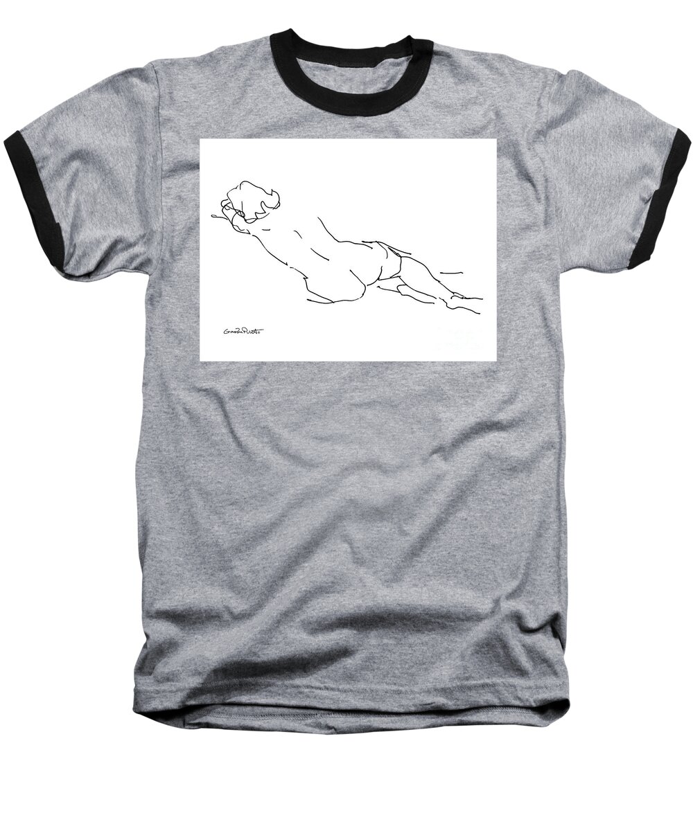Female Baseball T-Shirt featuring the drawing Nude Female Drawings 9 by Gordon Punt