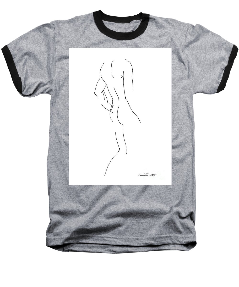 Male Baseball T-Shirt featuring the drawing Nude Male Drawings 2 by Gordon Punt