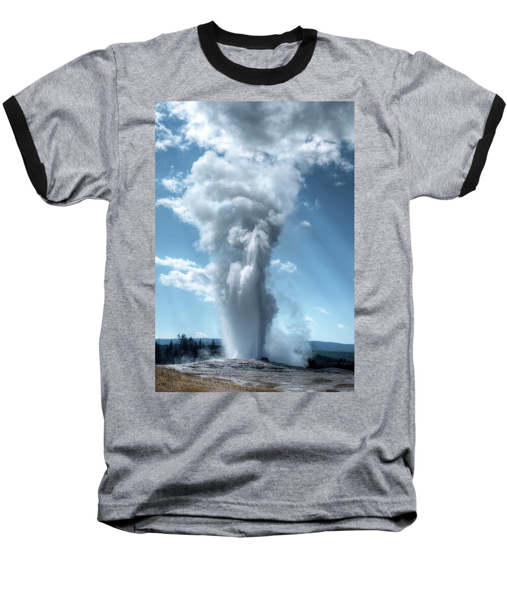 Photo Baseball T-Shirt featuring the photograph Old Faithful Geyser by Greg Sigrist
