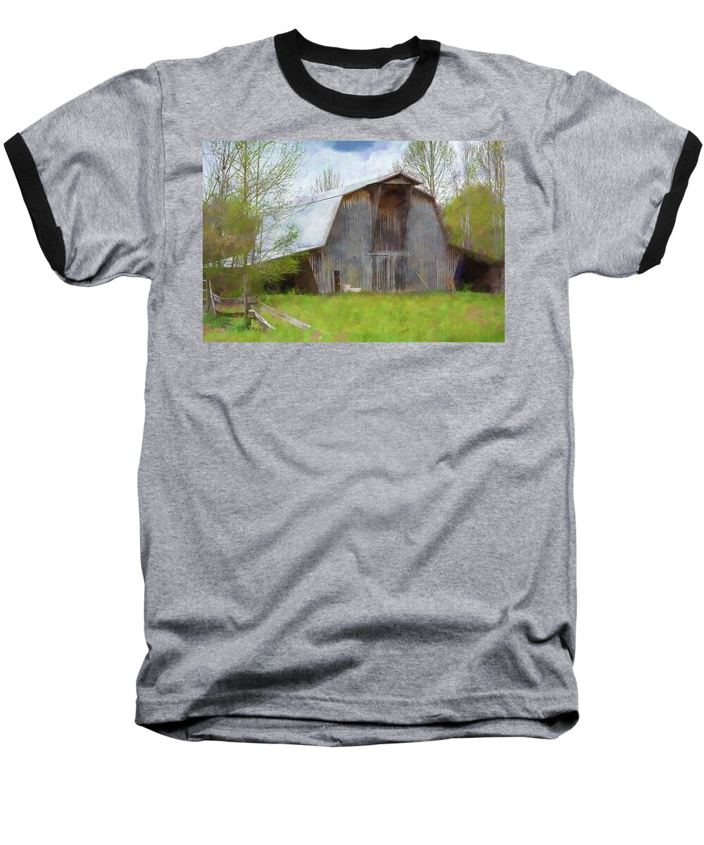 Barn Baseball T-Shirt featuring the digital art Old Large Barn 2 by Linda Segerson