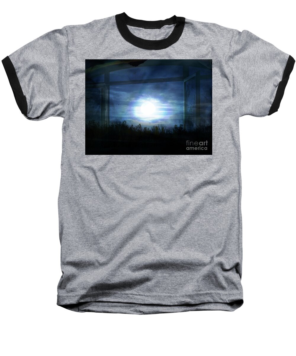 Full Moon Baseball T-Shirt featuring the digital art Once Upon a Moonlit Night by Mimulux Patricia No
