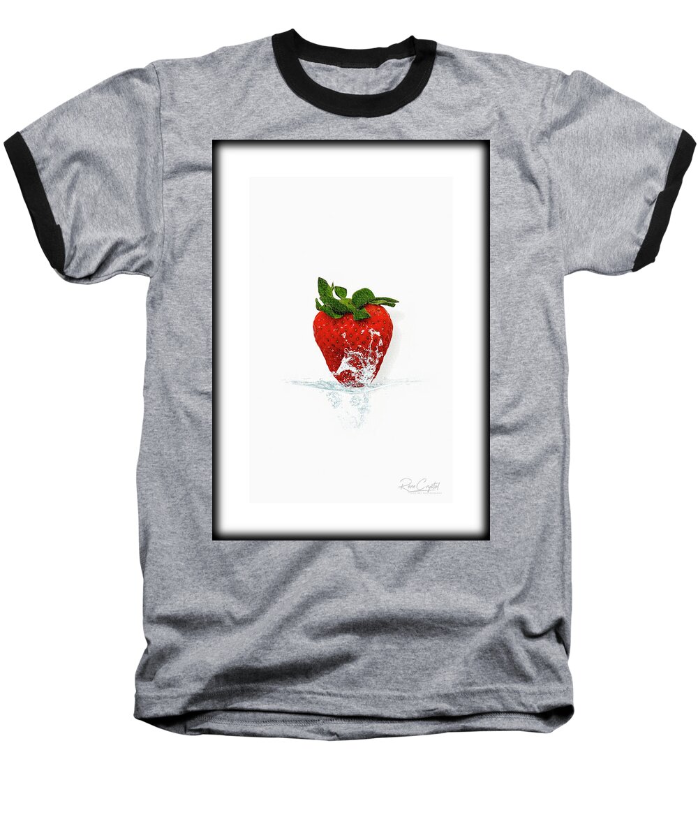 Strawberry Baseball T-Shirt featuring the photograph One Strawberry Splash Please by Rene Crystal