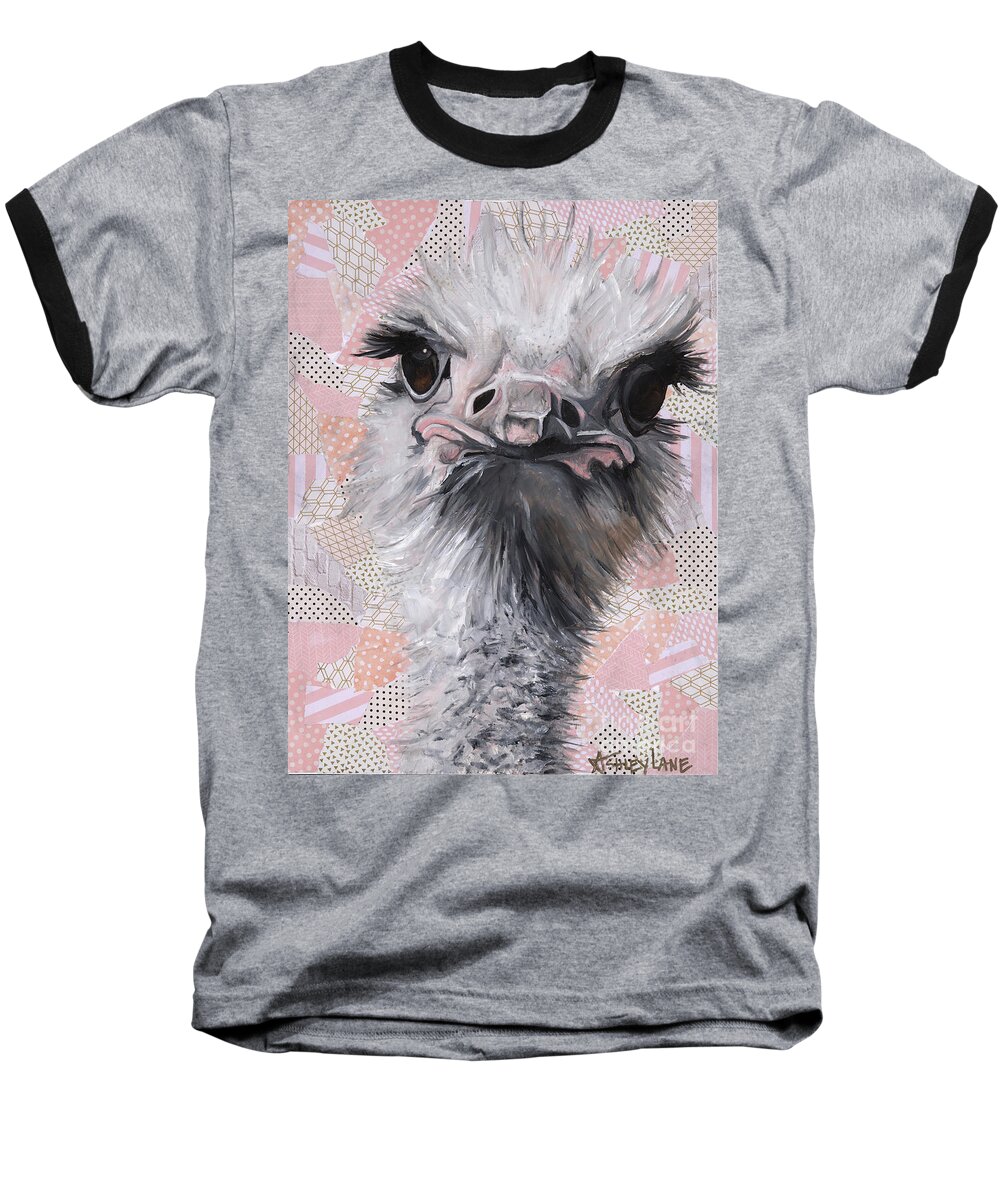  Baseball T-Shirt featuring the painting Ostrich 2 by Ashley Lane