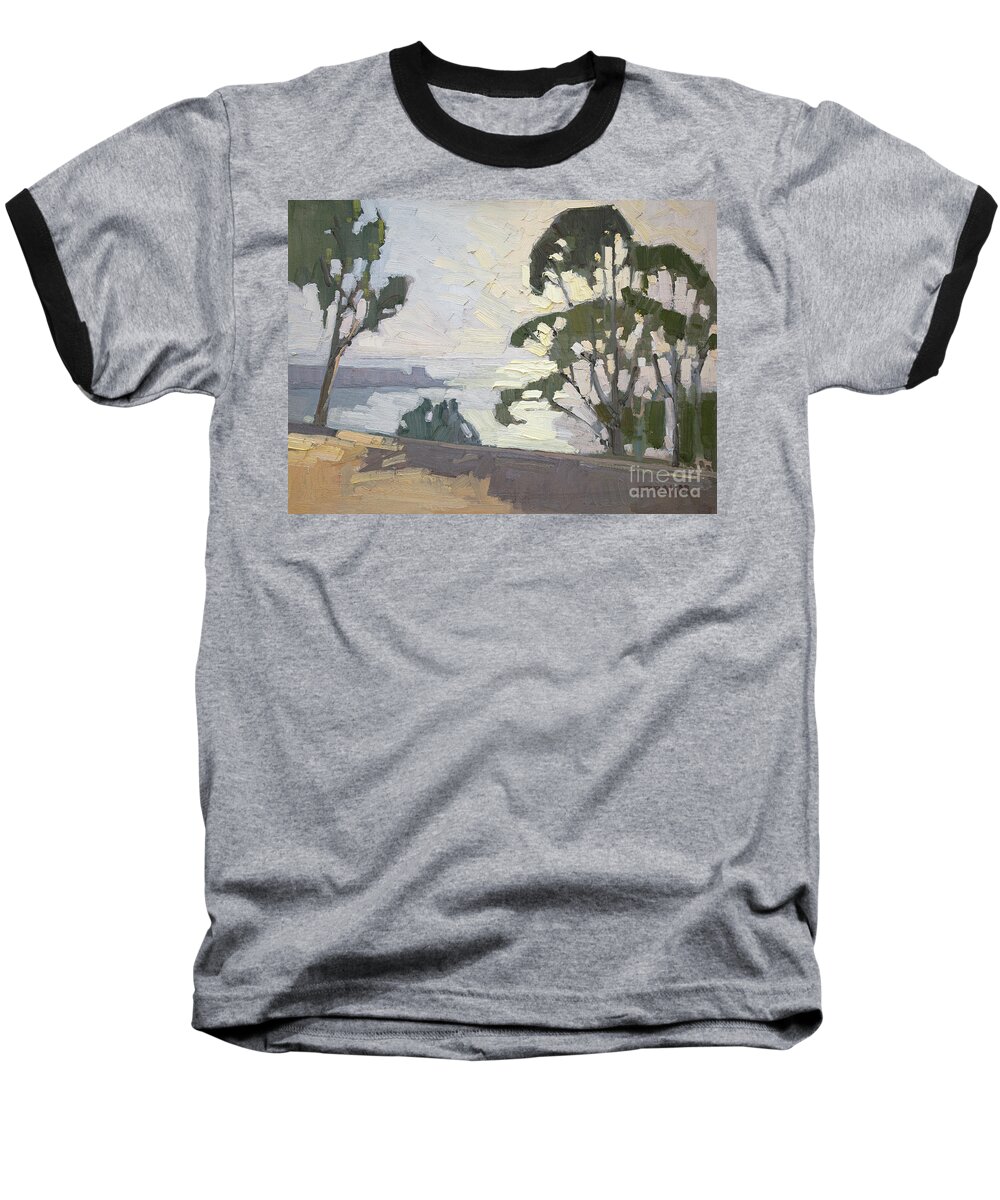 Pacific Ocean Baseball T-Shirt featuring the painting Overlooking the Pacific Ocean - La Jolla, San Diego, California by Paul Strahm