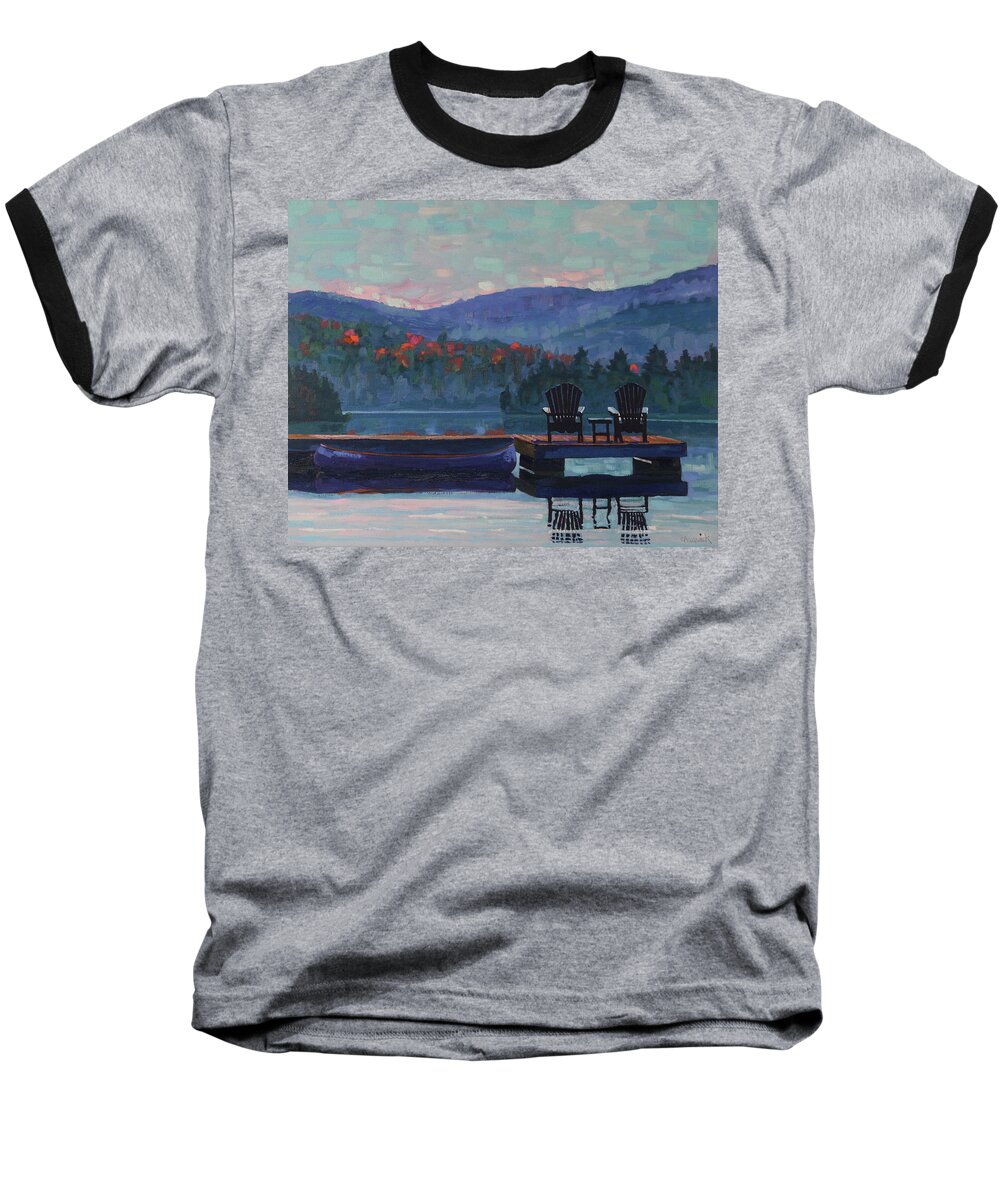 2656 Baseball T-Shirt featuring the painting Oxtongue Morning Empty Chairs by Phil Chadwick