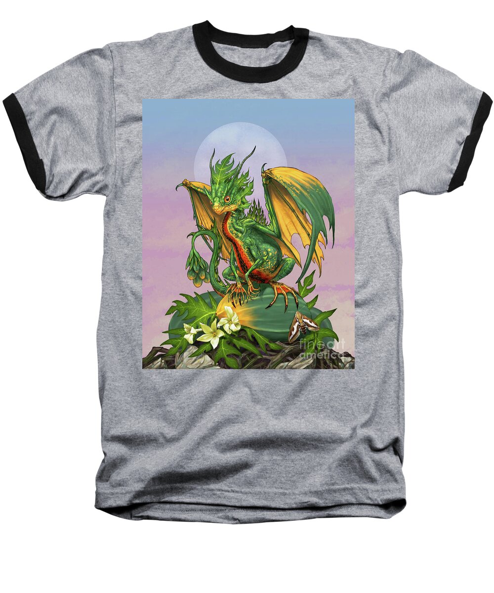 Papaya Baseball T-Shirt featuring the digital art Papaya Dragon by Stanley Morrison
