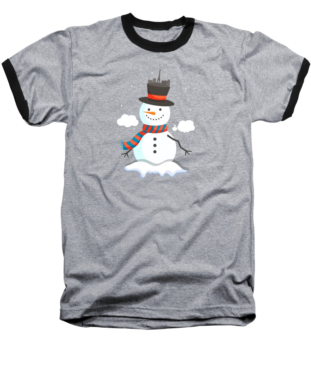 Paris Baseball T-Shirt featuring the digital art Paris Snowman by Manuel Schmucker
