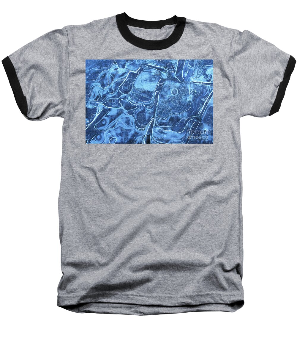Ice Pattern Baseball T-Shirt featuring the photograph Patterns in the ice of a frozen lake by Neale And Judith Clark