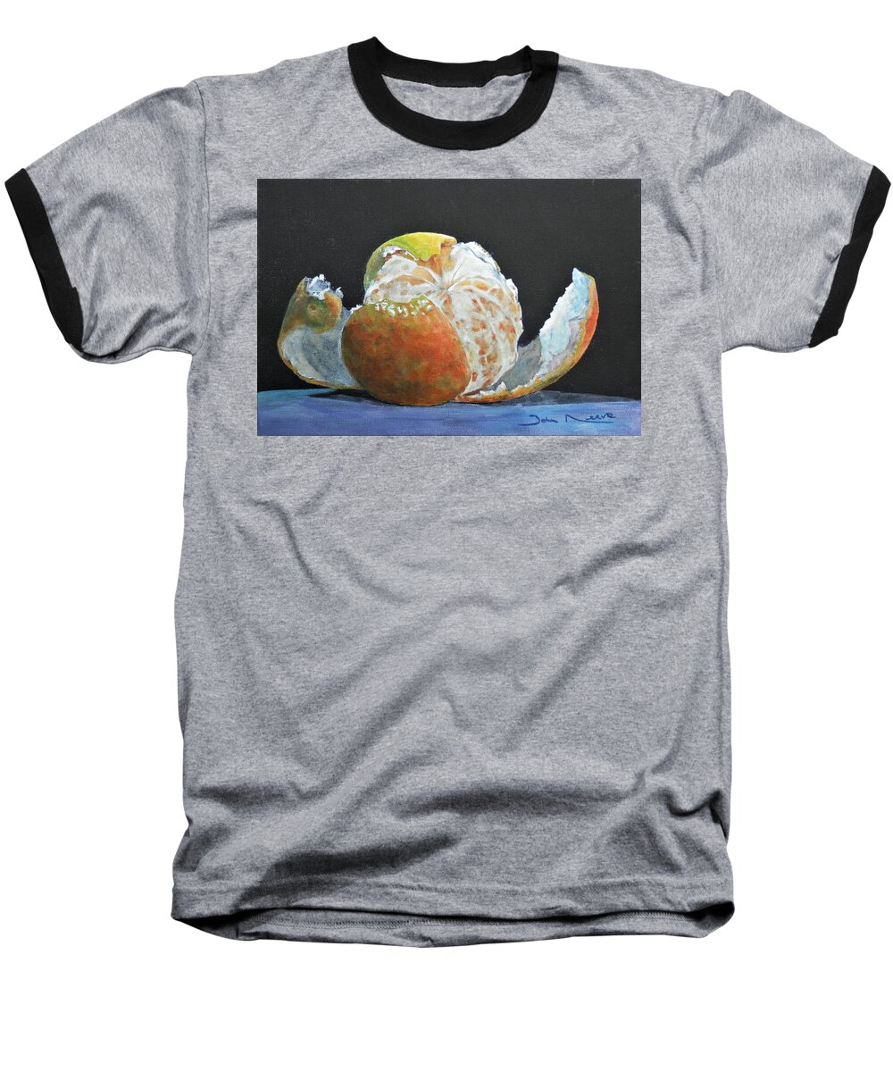 Orange Baseball T-Shirt featuring the painting Peeled Orange by John Neeve