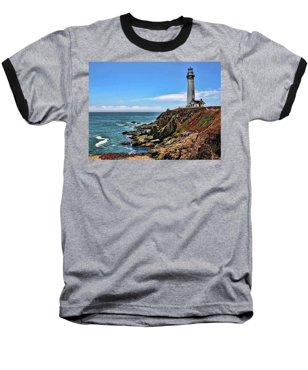 Pigeon Point Lighthouse Baseball T-Shirt featuring the photograph Pigeon Point Lighthouse by Judy Vincent