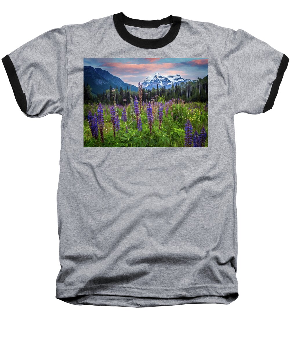Lupine Baseball T-Shirt featuring the photograph Poetry Among the Wildflowers by Jaki Miller
