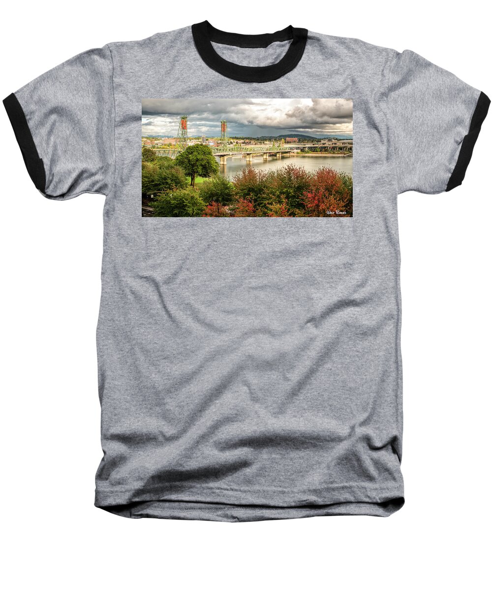 Portland Baseball T-Shirt featuring the photograph Portland in the Fall by Walt Baker