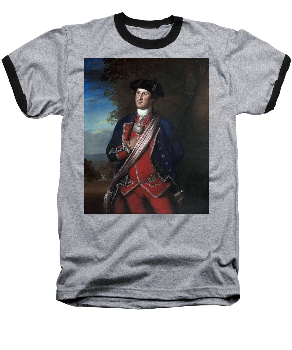  Baseball T-Shirt featuring the painting Portrait of George Washington #1 by Charles Willson Peale