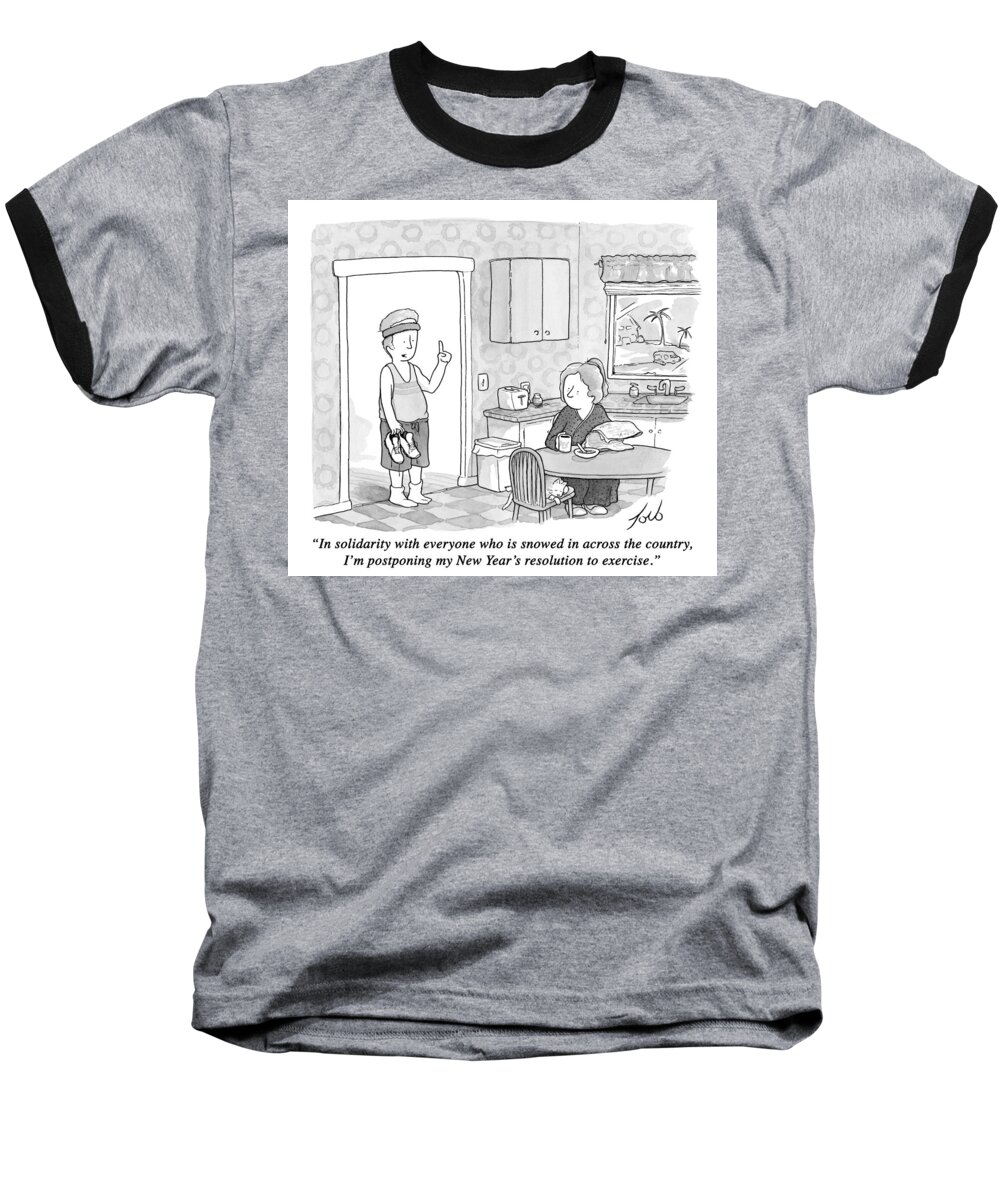 Resolutions Baseball T-Shirt featuring the drawing Postponing My New Years Resolution by Tom Toro
