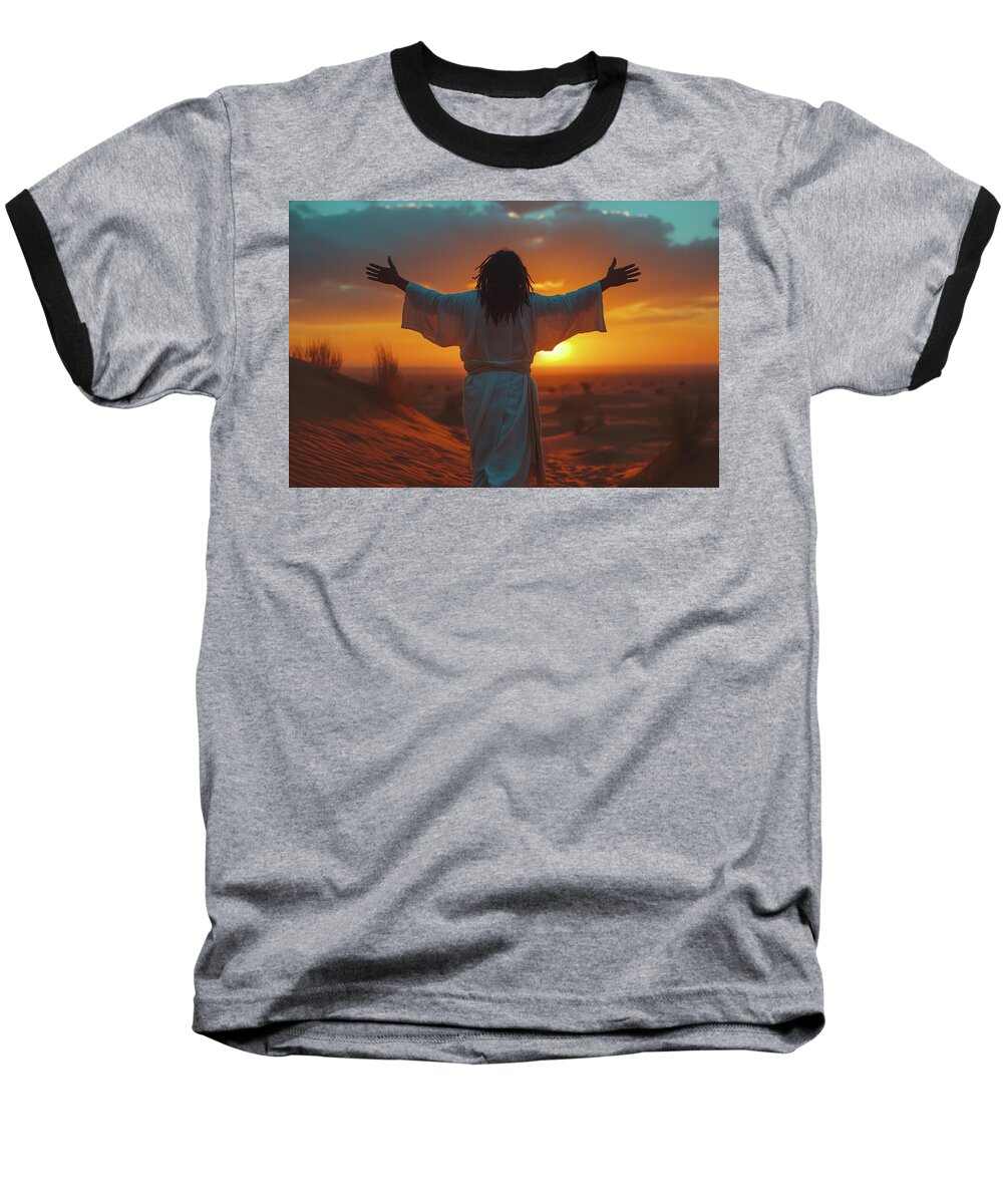 Jesus Baseball T-Shirt featuring the digital art Praise in the morning by William Ladson