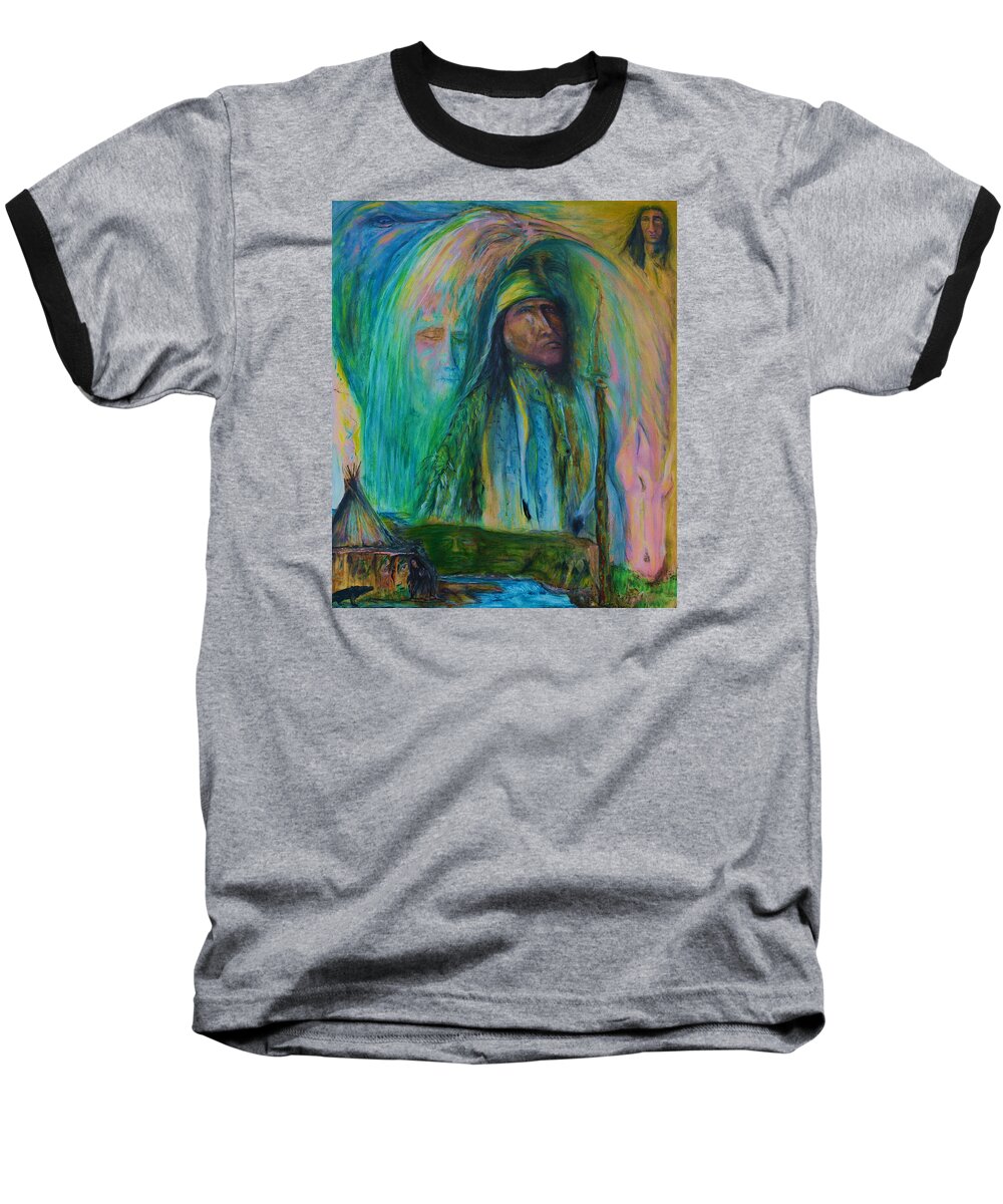 Blue Baseball T-Shirt featuring the painting Prayer Warrior by Kicking Bear Productions