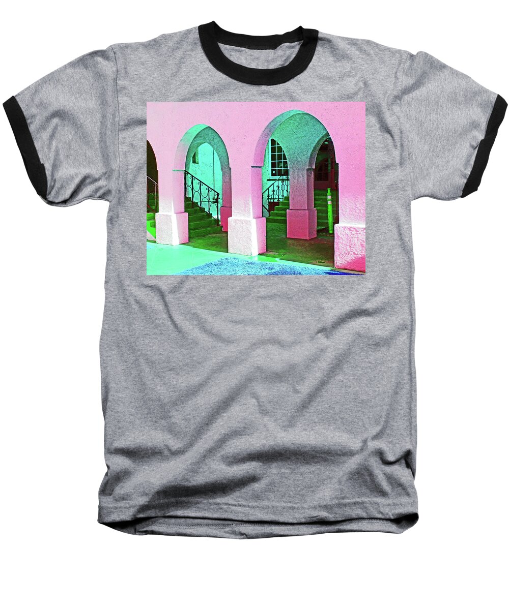 Architecture Baseball T-Shirt featuring the photograph Pretty Pink Arches by Andrew Lawrence
