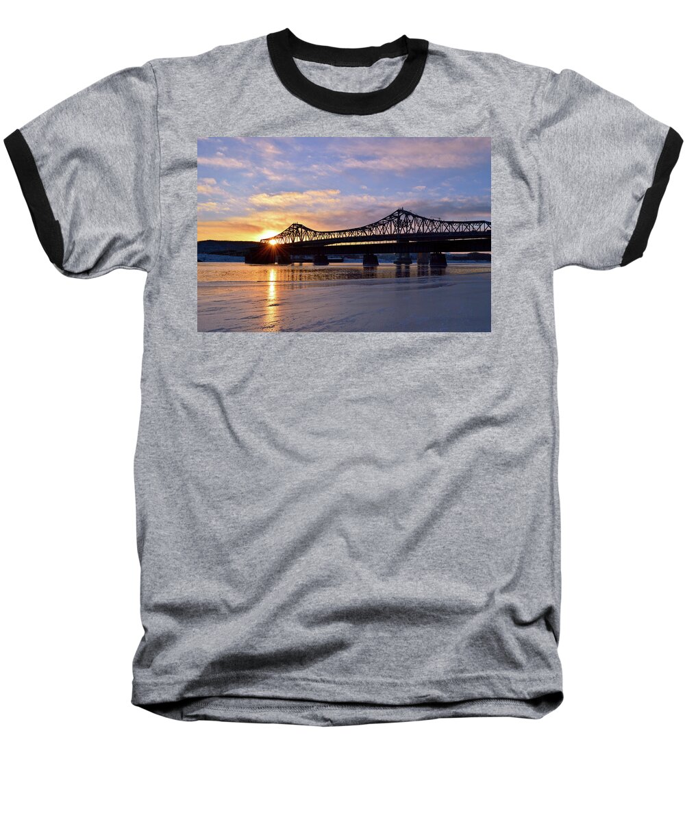 Sunset In Winona Baseball T-Shirt featuring the photograph Purple and Gold by Susie Loechler