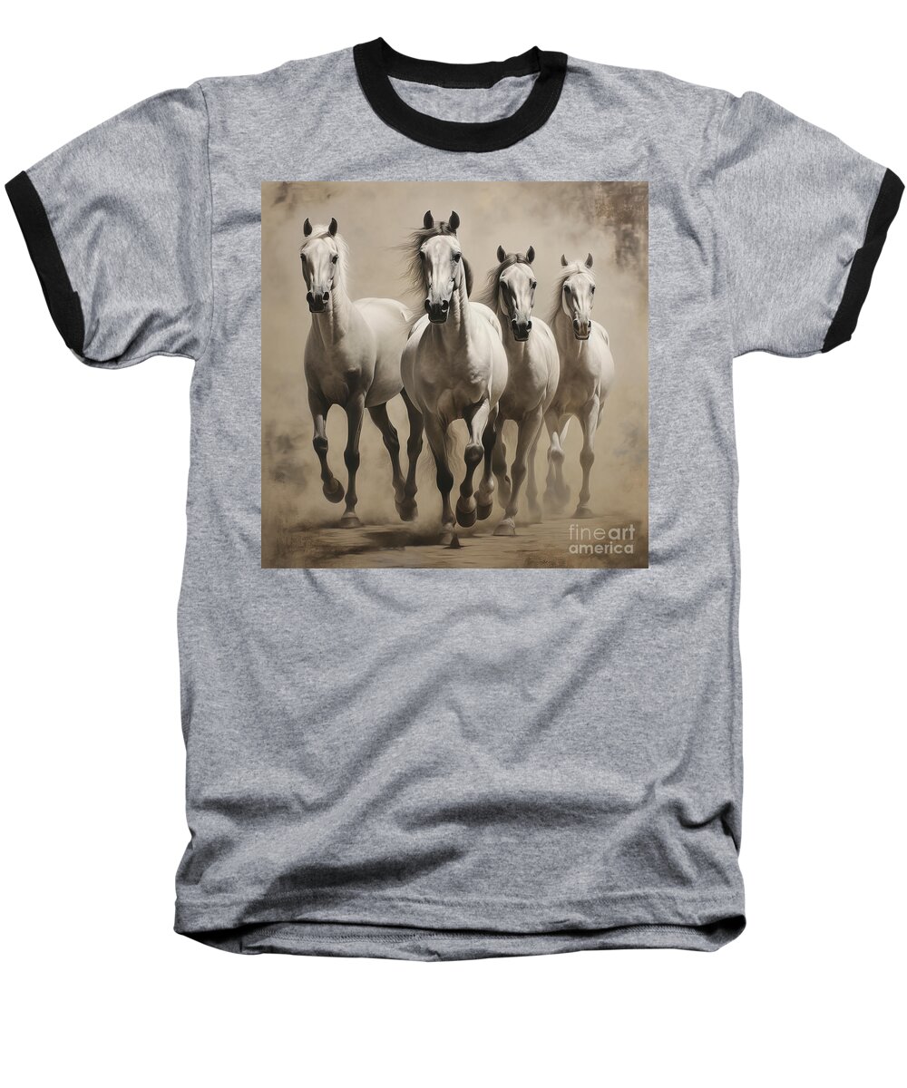 Quarter Horse Baseball T-Shirt featuring the digital art Quarter Horses by Carlos Diaz