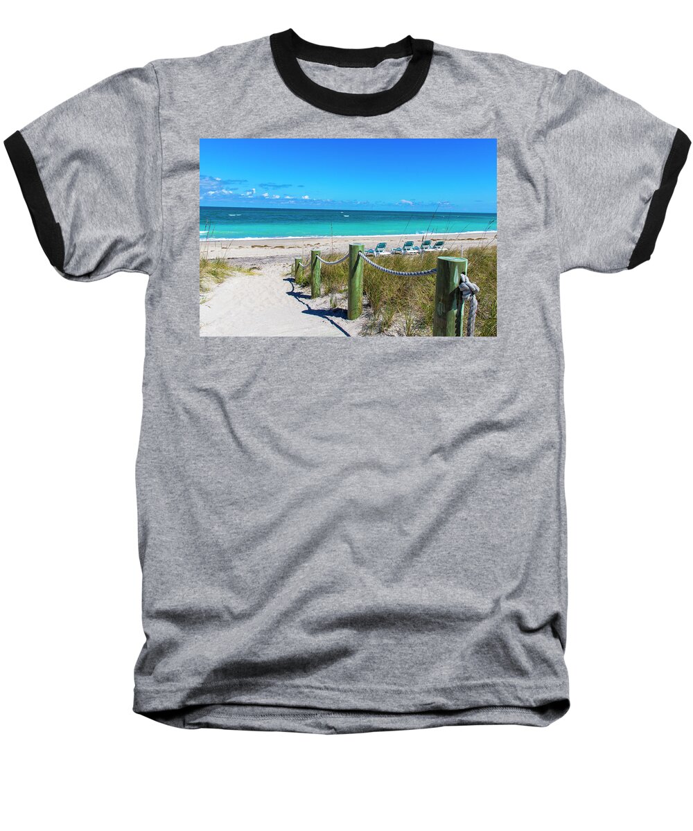 Beach Chairs Baseball T-Shirt featuring the photograph Quiet Beach Day by Blair Damson