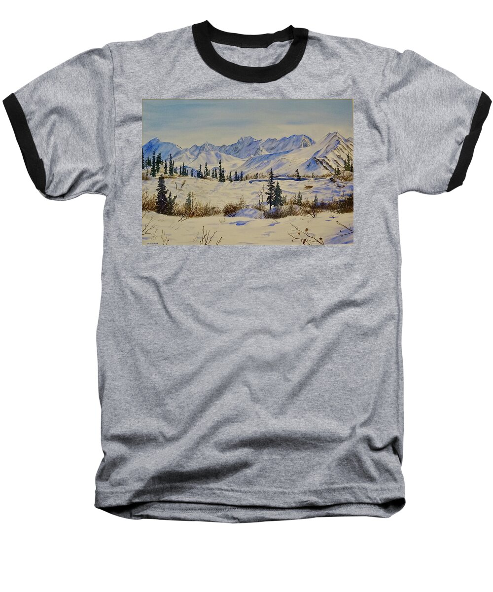Alaska Baseball T-Shirt featuring the painting Quintessential Alaska by Deborah Horner