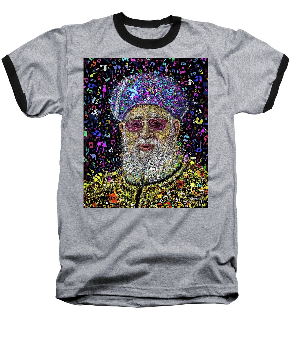 Rabbi Baseball T-Shirt featuring the painting Rabbi Ovadia by Yom Tov Blumenthal